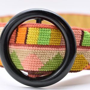 Orange/Green Retro Needlepoint Belt
